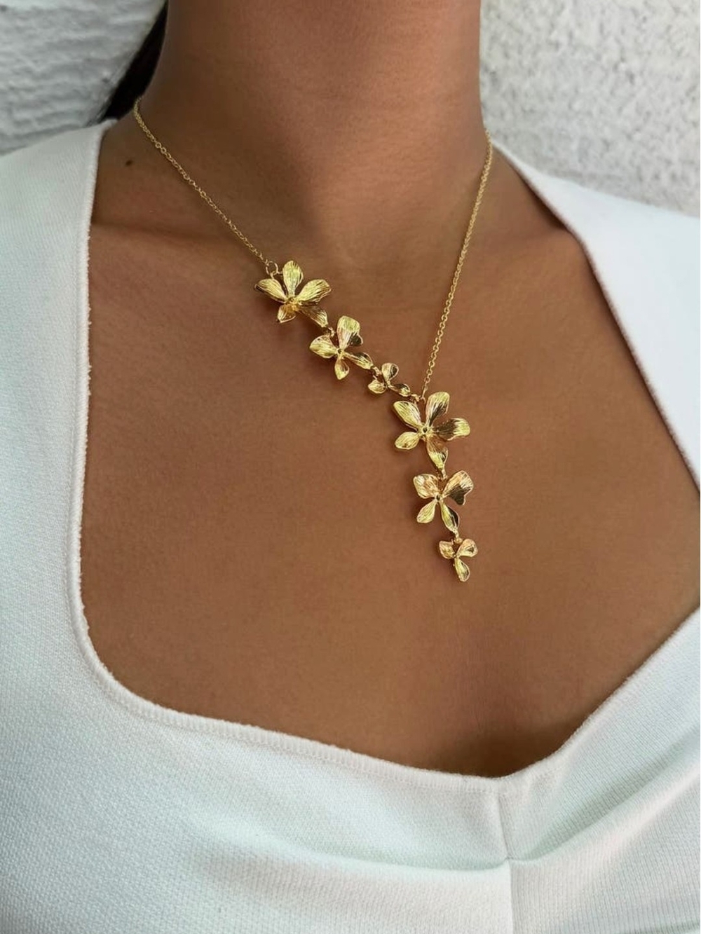 Adornia Textured Petals Y-Necklace